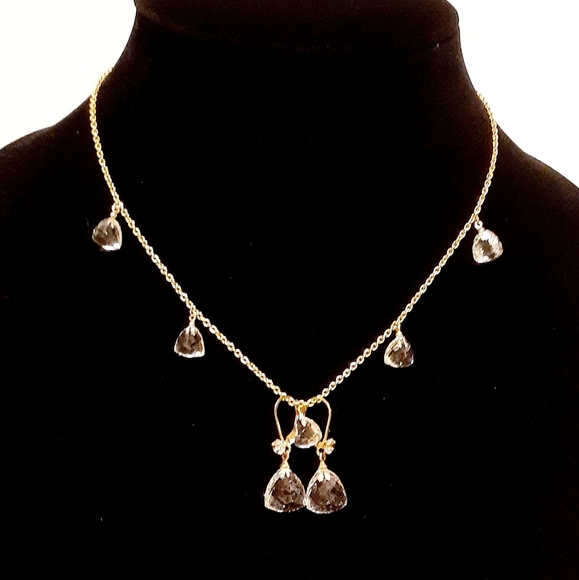 Deb Guyot Designs Jewelry - 34.1 ctw Herkimer Diamond Quartz Necklace and Matching Earrings